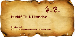 Hudák Nikander névjegykártya